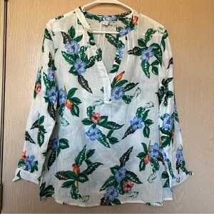 Tropical Linen Blouse with V Neckline - Old Navy - Size L